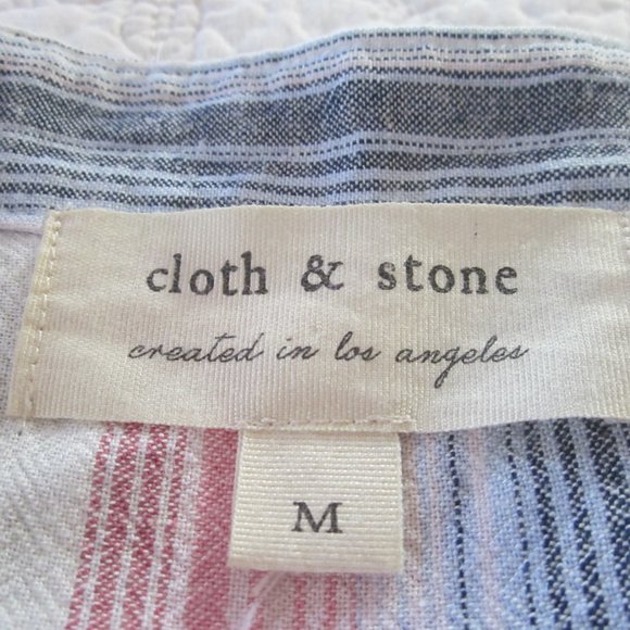 Cloth & Stone Dress M Stripe Button Down Raw Edge Hem - Picture 4 of 11